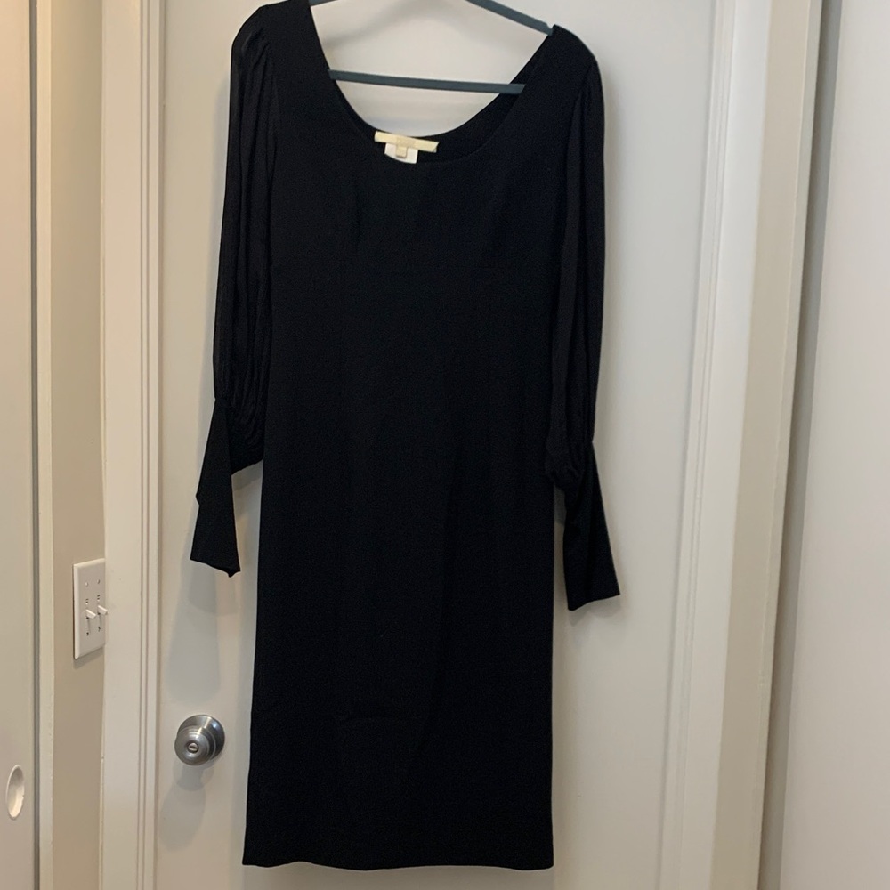 Gianfranco Ferre Black Long Sleeve Scoop Neck Dress